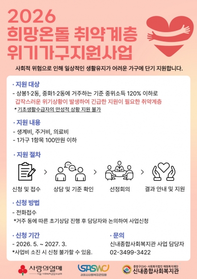 「2026 희망온돌 취약계층 위기가구지원사업」 안내